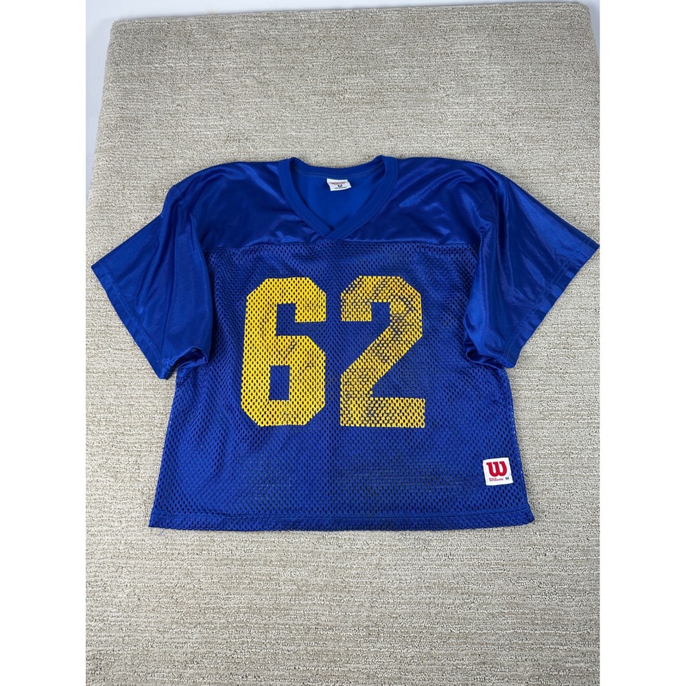 Vintage Wilson Burbank Football Jersey Blue Yellow Mesh #62 Mens Medium USA